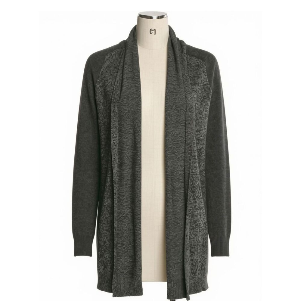 Theory 100% Cashmere Open Front Sweater Two Tone Gray S